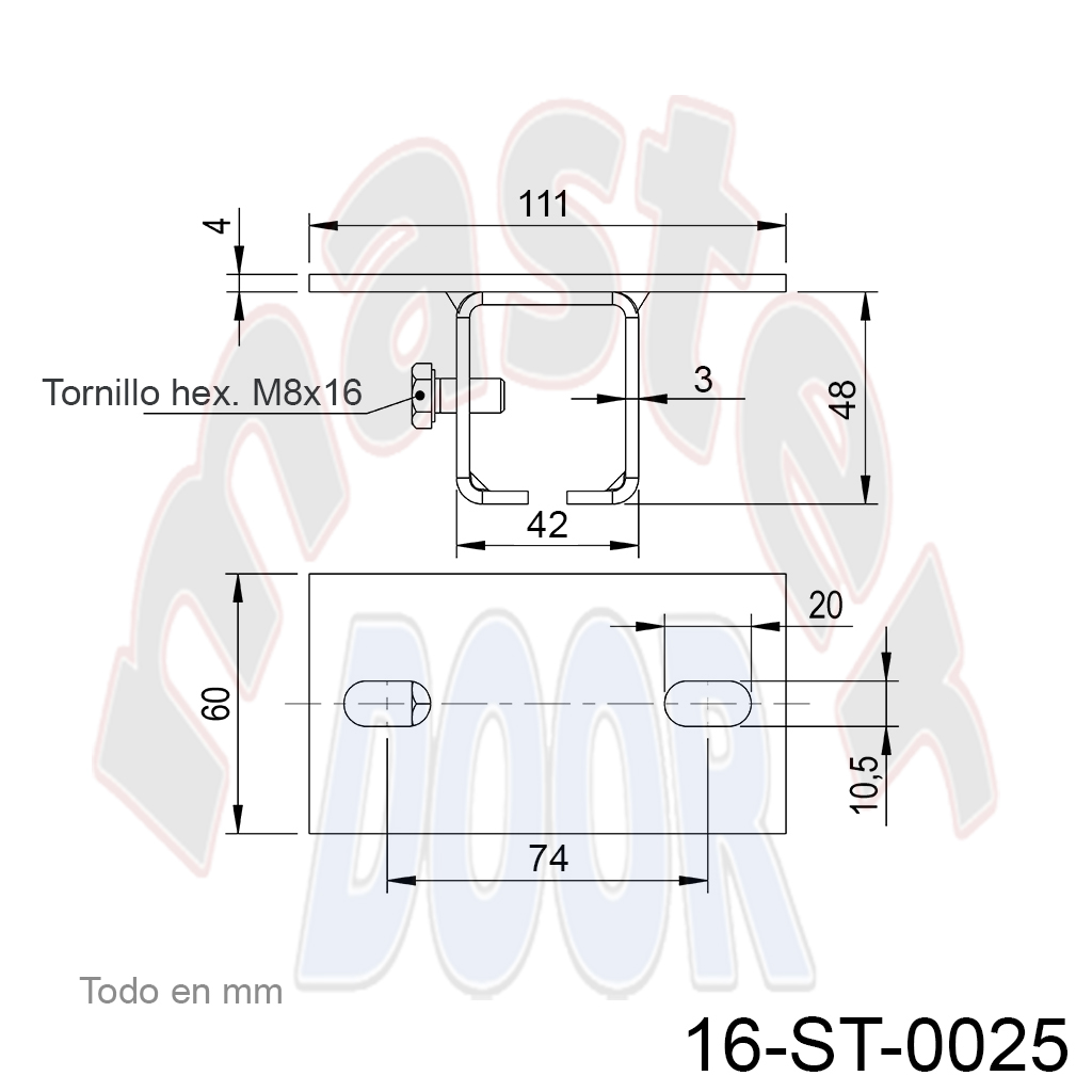Soporte T riel sup 16-ST-0025 cota.webp