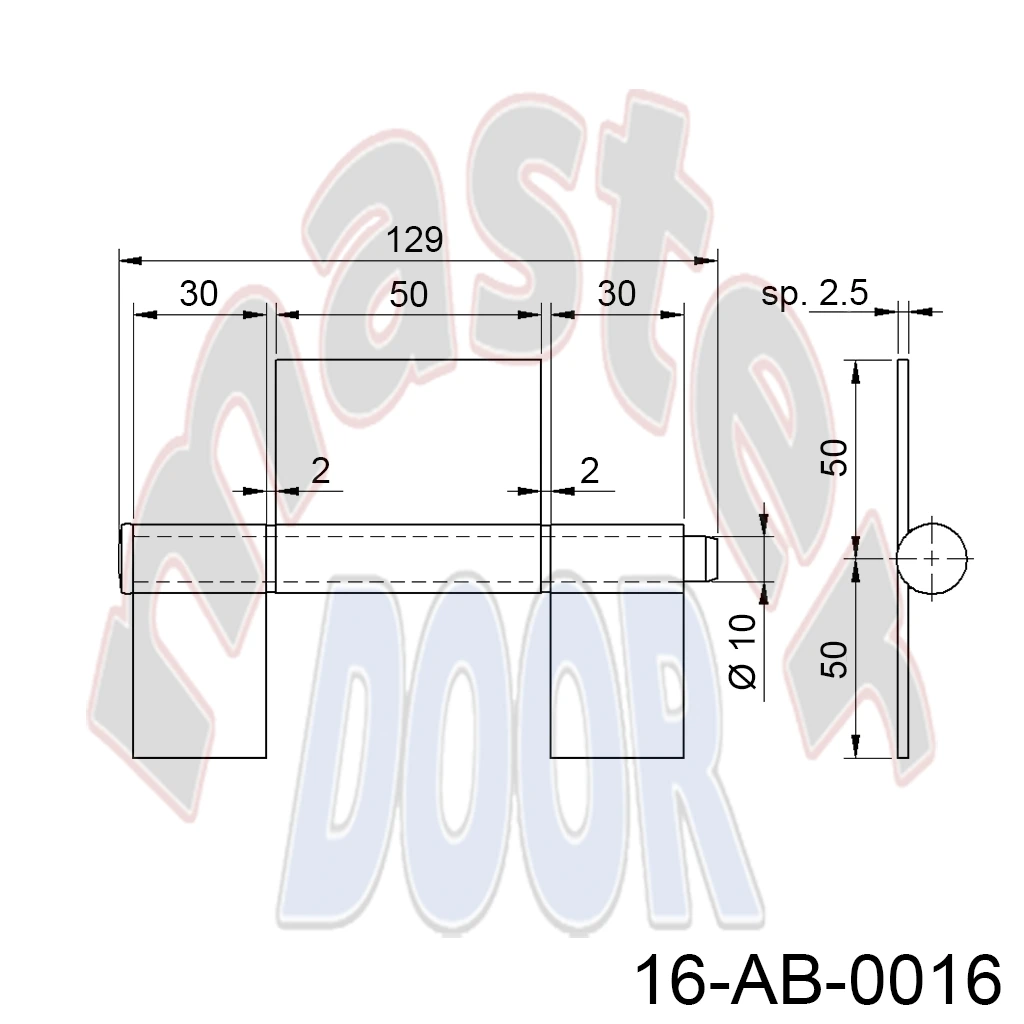 Bisagra con 3 Alas, 129mm, Ø10mm. A-250.110 AB-0016 cota.webp