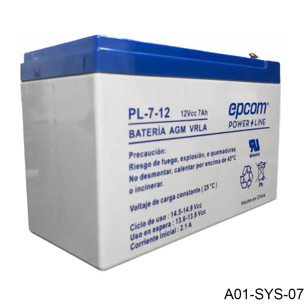 [A01-SYS-07] Bateria de Respaldo 12VCD, 7Ah para Op. Centurion y Control de acceso 4R. Gen.