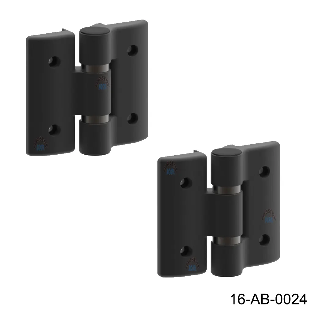 Bisagra de Aluminio 2 Alas para puerta Abatible / Plegadiza (Bifolding), Un par carga 100Kg en 2.0m, mide 15.5cm x 14cm, pieza.