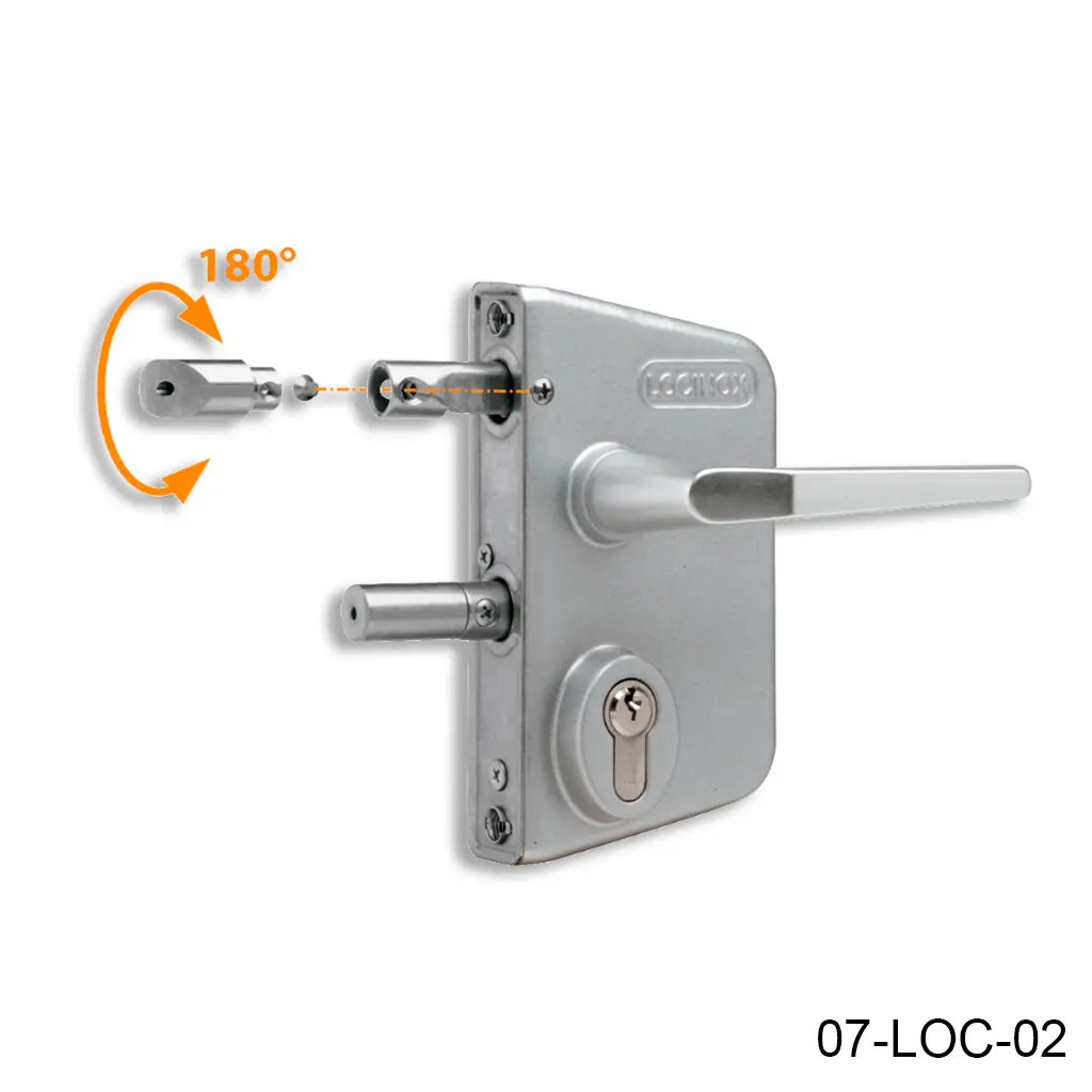 [07-LOC-02] Cerradura LAKQ4040 U2 para Puerta Abatible, para PTR 60mm (RAL 7016) con manija y llaves. No incluye contra