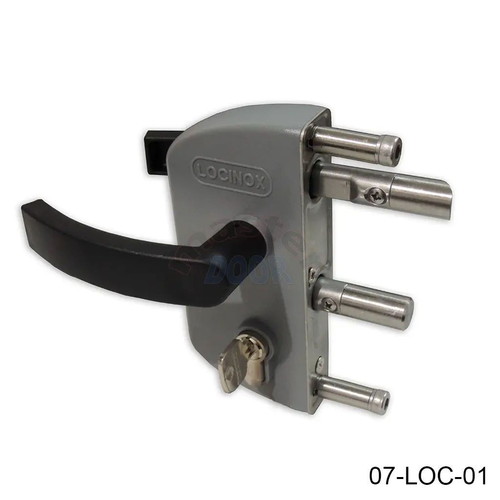 [07-LOC-01] Cerradura LAKZ4040 P1 para Puerta Abatible, para PTR 40mm (RAL 7016), con manija y llaves. No incluye contra