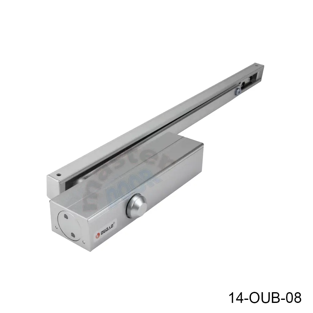 Cierra puertas Mod-204SL, 500,000 ciclos, 0.95m ancho y 65k de peso máximo, UL 3-Horas contra fuego, 180º, ajuste de velocidad, con base