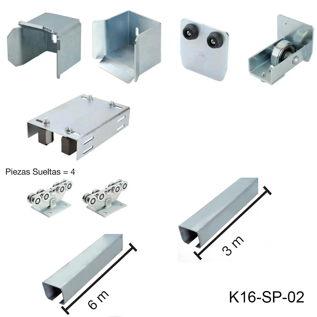 [K16-SP-02] Kit Cantilever Intermedio para un claro 5.0m/6.0m. Incluye 1 riel 6.0m y 1 riel 3.0m. Este Cantilever es para un máximo. 1000Kg y 9.0m ancho, agregando mas Riel