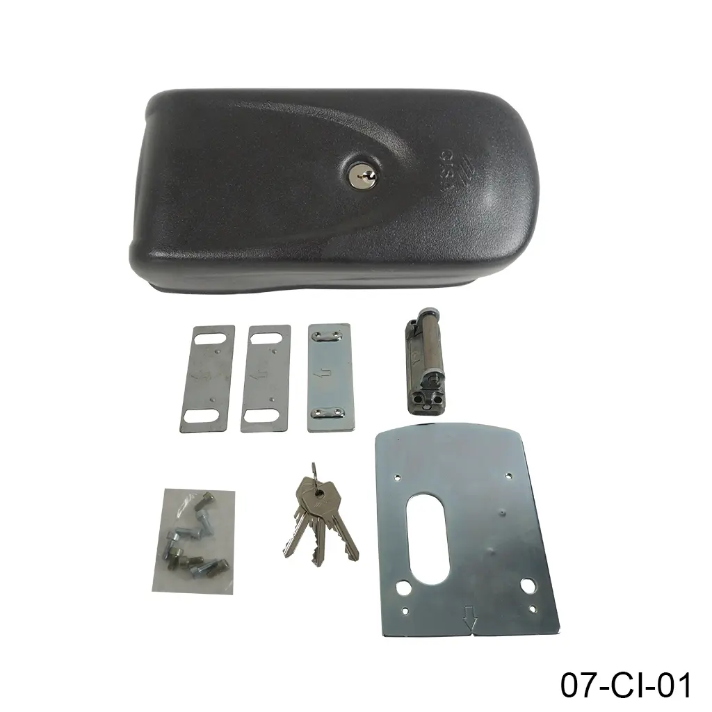 [07-CI-01] Kit Chapa Electrica Horizontal Cisa 12Vca, para Puerta que abate hacia dentro, con cilindro, Acabado pintura negra, Resistencia a la tracción hasta 2000kg