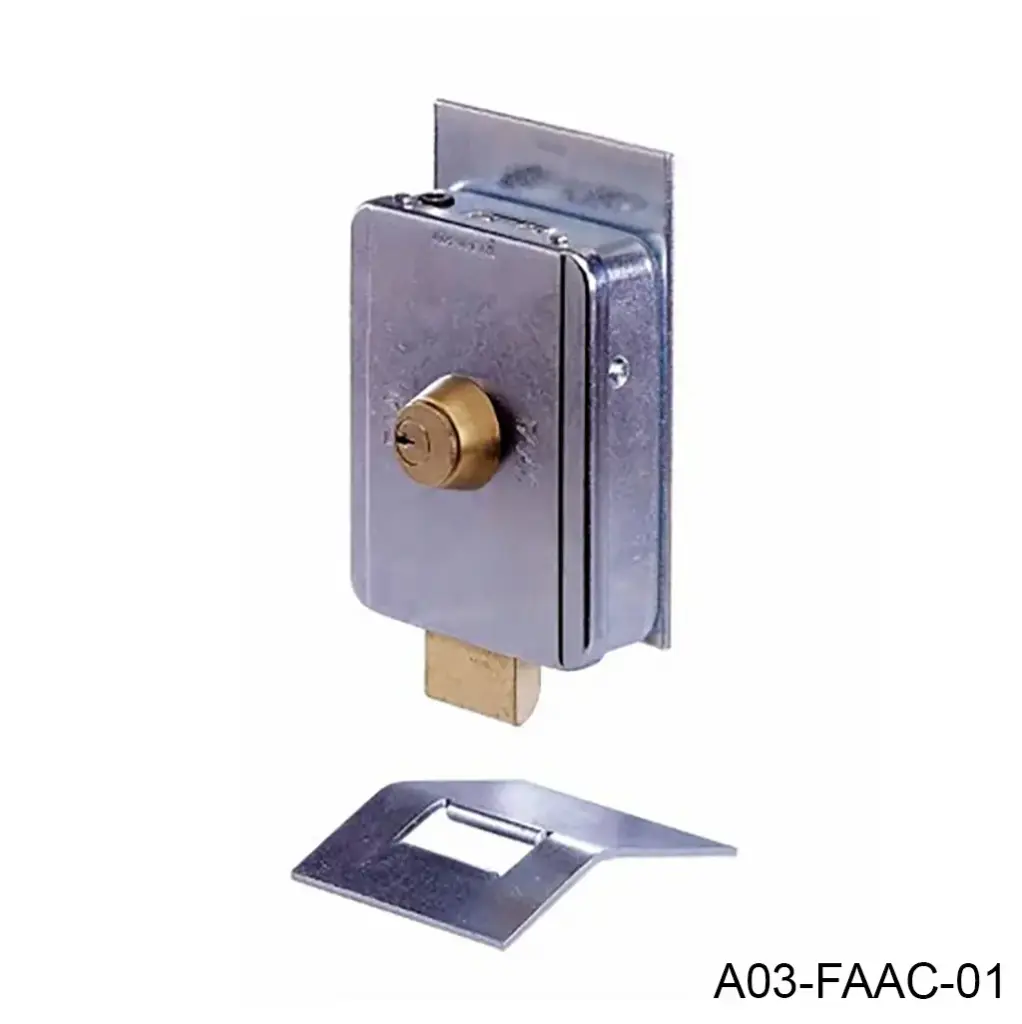 Kit Chapa Electrica Vertical FAAC, 12V, con cilindro y llave , abatimiento hacia dentro.