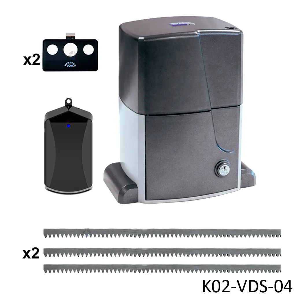 [K02-VDS-04] Kit Cremallera AT PLUS, 2500kg, 220V, 3F, Incluye 6.0m cremallera, Receptor y 2 Controles MD
