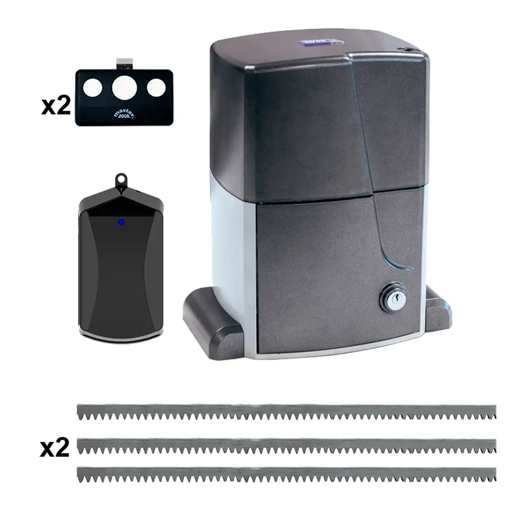Kit Cremallera AT PLUS, 2500kg, 220V, 3F, Incluye 6.0m cremallera, Receptor y 2 Controles MD