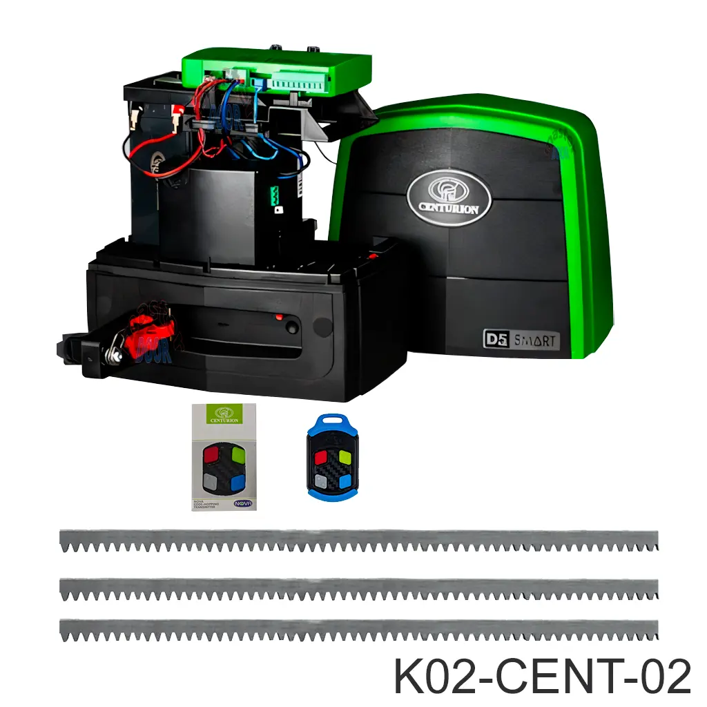 [K02-CENT-02] Kit Operador CENTURION D5 Smart EVO, 120V/12V, cap. De arrastre 500kg, incluye 6.0m Cremallera, Bateria y 2 control.