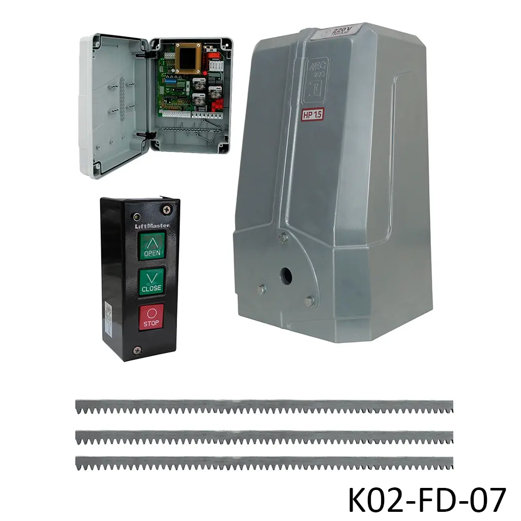 Kit Cremallera MEC-200 1.5Hp 220V, 3F. Cap. de Arrastre 2000K. Incluye: 6m de cremallera y Botonera
