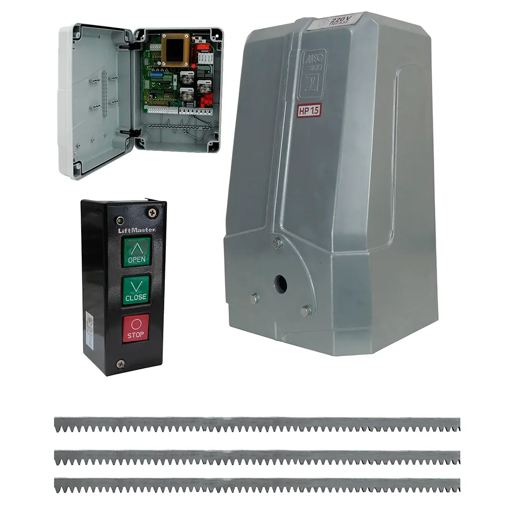 Kit Cremallera MEC-200 1.5Hp 220V, 3F. Cap. de Arrastre 2000K. Incluye: 6m de cremallera y Botonera