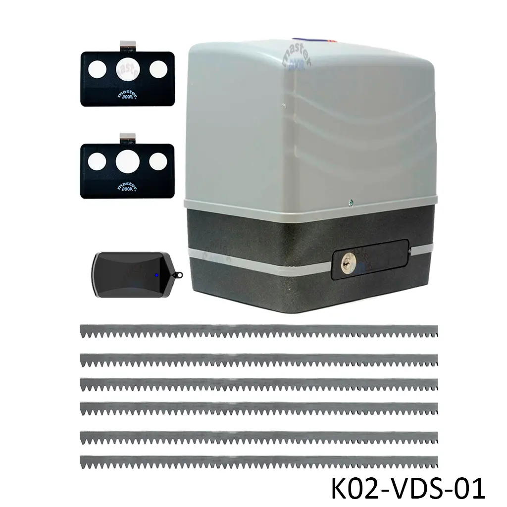 [K02-VDS-01] Kit Cremallera SIMPLY, 600kg, Incluye 6.0m cremallera, Receptor y 2 Controles MD