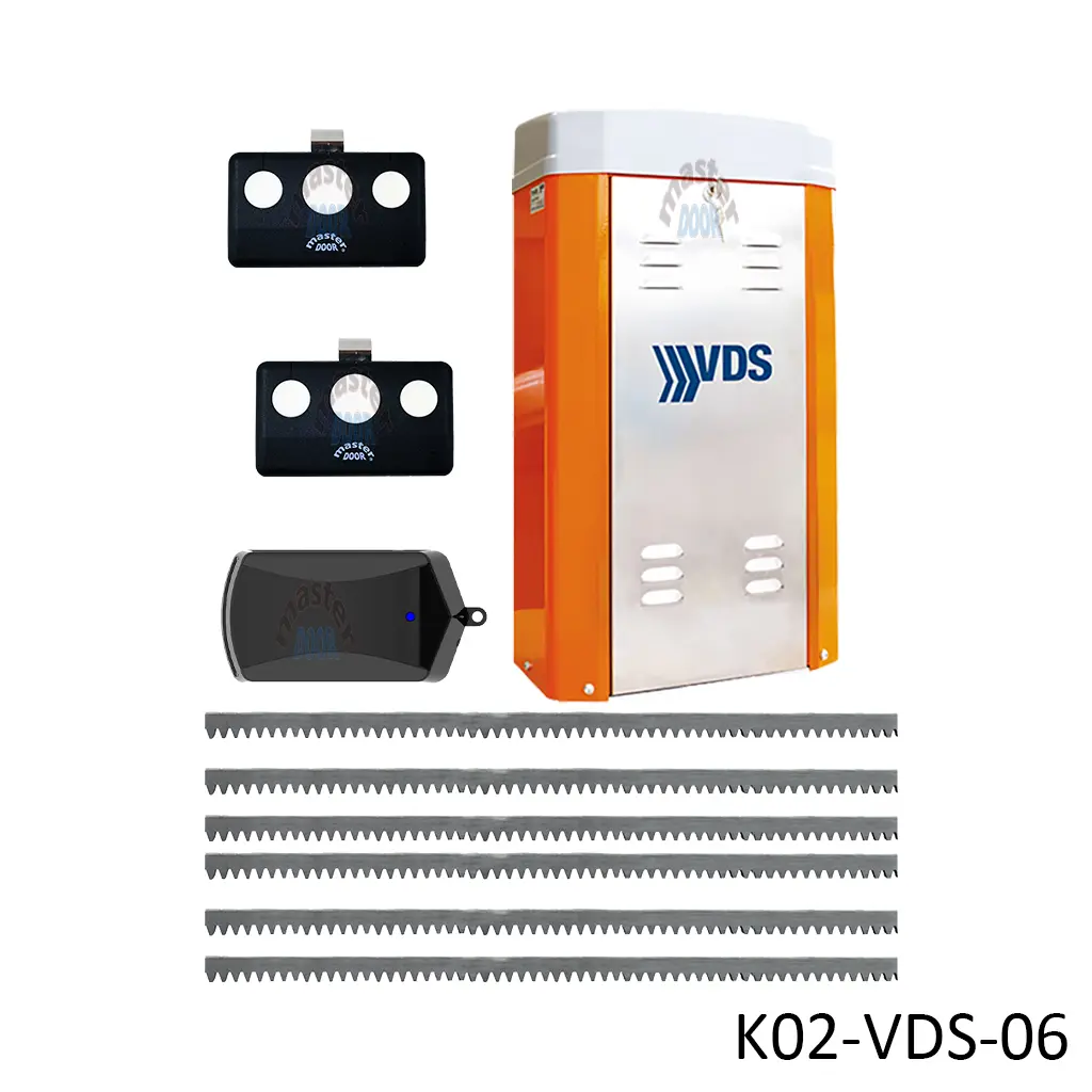 [K02-VDS-06] Kit Cremallera TOM, 4000kg, 220V, 3F, Incluye 6.0m cremallera, Receptor y 2 Controles MD