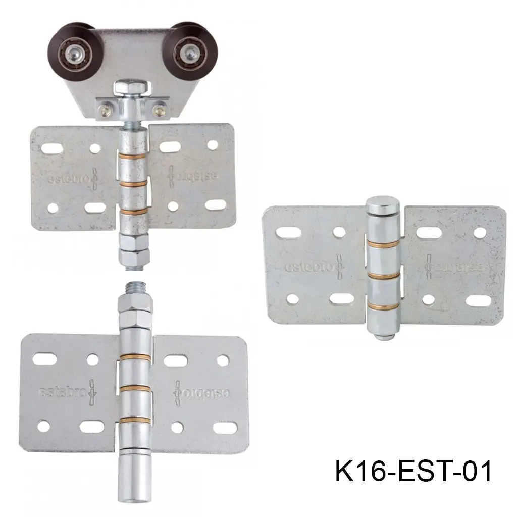 Kit Herraje Articulado curvo hacia la pared, Superior, HOJA EXTRA, Mod. U-40, 150/300kg. Incluye:1-Bisagra central, 1-Bisagra inferior y 1-Carretilla.