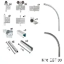 Kit Herraje Articulado curvo hacia la pared, Superior, Mod. U-40, 150/300 Kg Combinacion. Para un claro de 3.0m max. en 3 hojas de 0.60m a 1.0m.