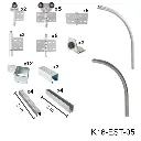 Kit Herraje Articulado curvo hacia la pared, Superior, Mod. U-40, 150/300 Kg Combinación. Para un claro de 6.0m max. en 6 hojas de 0.60m a 1.0m