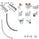 Kit Herraje Articulado curvo hacia la pared, Superior, Mod. U-60, 240/450 Kg Combinacion. Para un claro de 3.0m max. en 3 hojas de 0.80m a 1.2m.