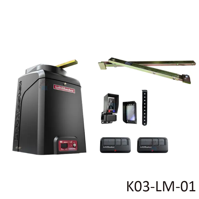 Kit Op. Abatible CSW24UL, 120-24VCD, 700Kg en 2.50m y 270Kg en 5.50m, Incluye Brazo, 2 Control LM y Bateria de Respaldo