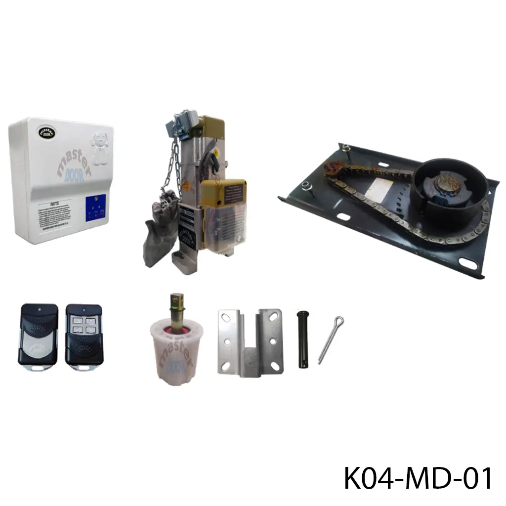 Kit Op. Cortina Lateral RD-150DC 120-12VCD para 150K, 60Hz, requiere Tubo 3"Ø, con Base, Botonera, 2 Control MD F433 y Bateria de Respaldo. QI
