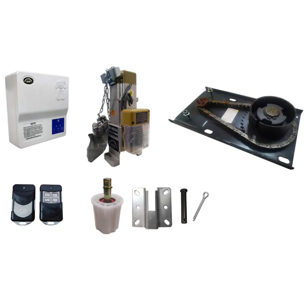 Kit Op. Cortina Lateral RD-150DC 120-12VCD para 150K, 60Hz, requiere Tubo 3"Ø, con Base, Botonera, 2 Control MD F433 y Bateria de Respaldo. QI