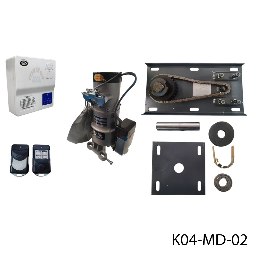 [K04-MD-02] Kit Op. Cortina Lateral RD-200DC 120-12VCD para 200K, 60Hz, requiere Tubo 4"Ø, con Base, Botonera, 2 Control MD F433 y Bateria de Respaldo. QI
