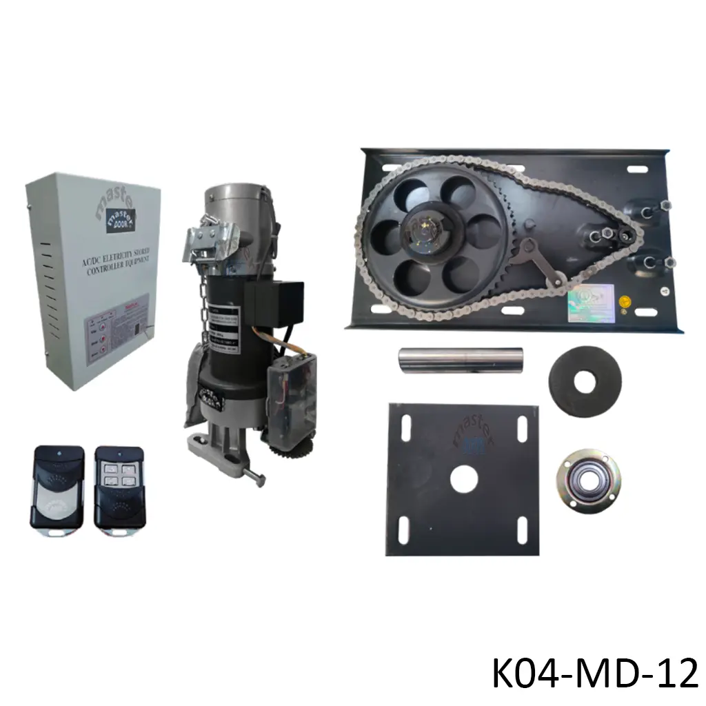 Kit Op. Cortina Lateral RD-500DC 120-24VDC para 500K, 60Hz, requiere Tubo 4"Ø, con Base, Botonera, 2 Control y Bateria de respaldo. QI