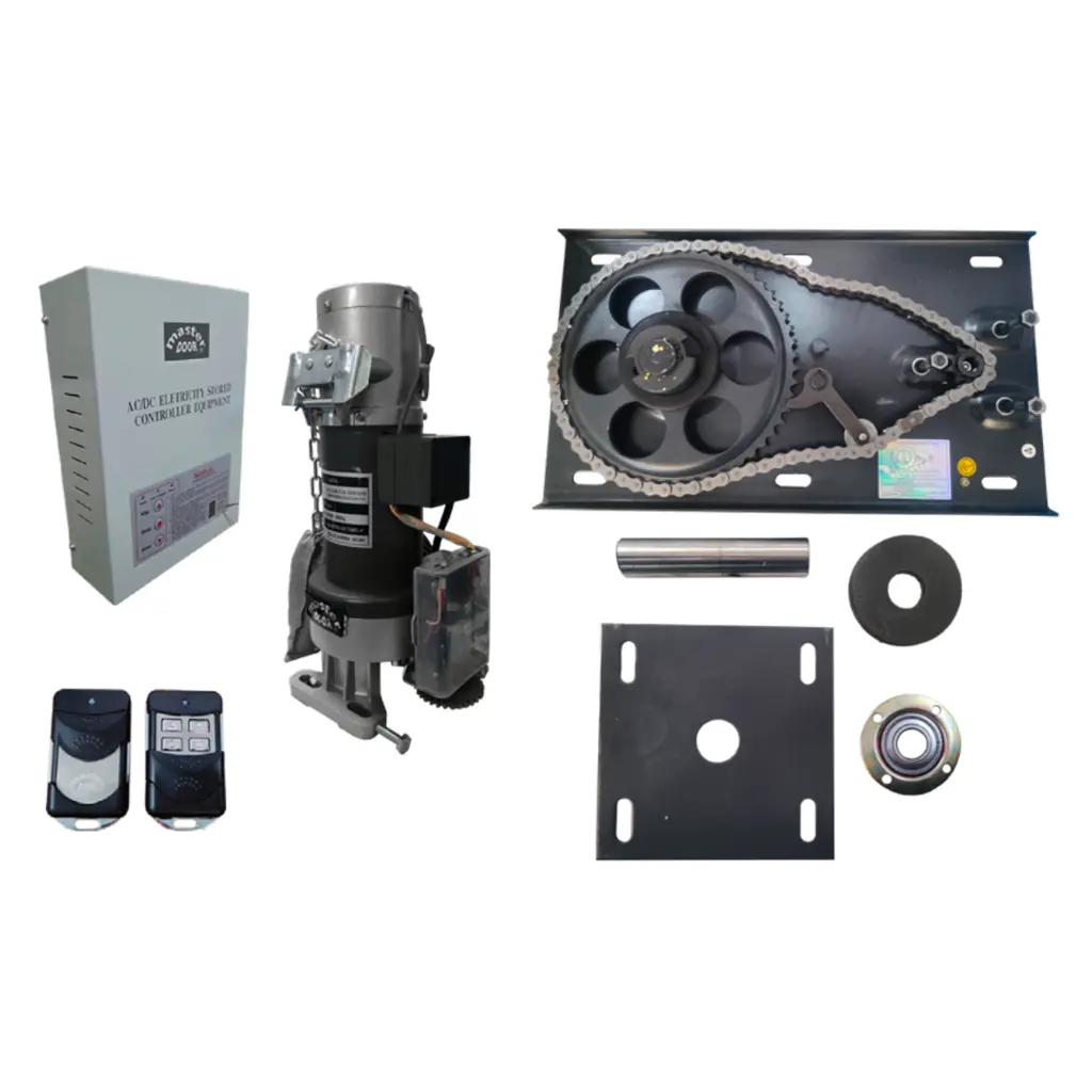 Kit Op. Cortina Lateral RD-500DC 120-24VDC para 500K, 60Hz, requiere Tubo 4"Ø, con Base, Botonera, 2 Control y Bateria de respaldo. QI