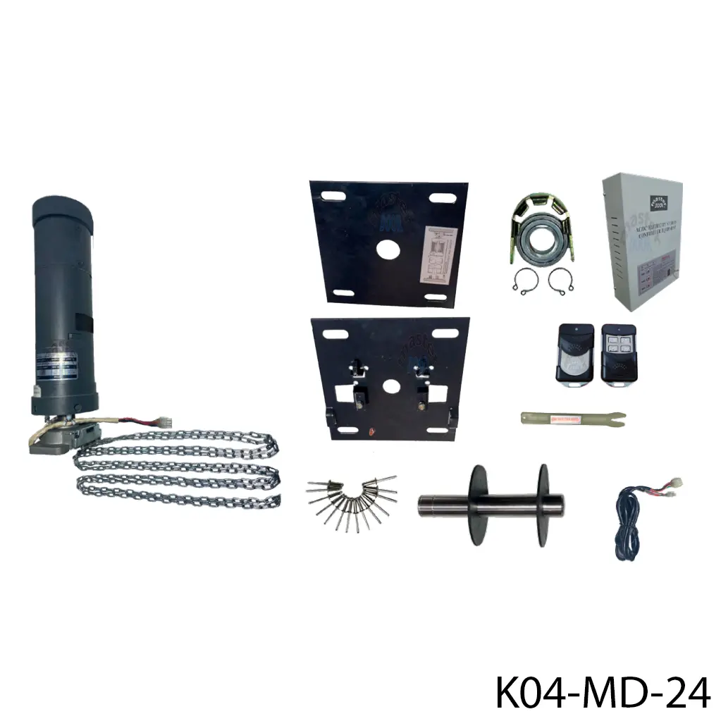 [K04-MD-24] Kit Op. Cortina Oculto Tubular M-3A-120V, 60Hz para 400 Kilos, Tubo 4"Ø. Incluye Tarjeta y Ctls. QI