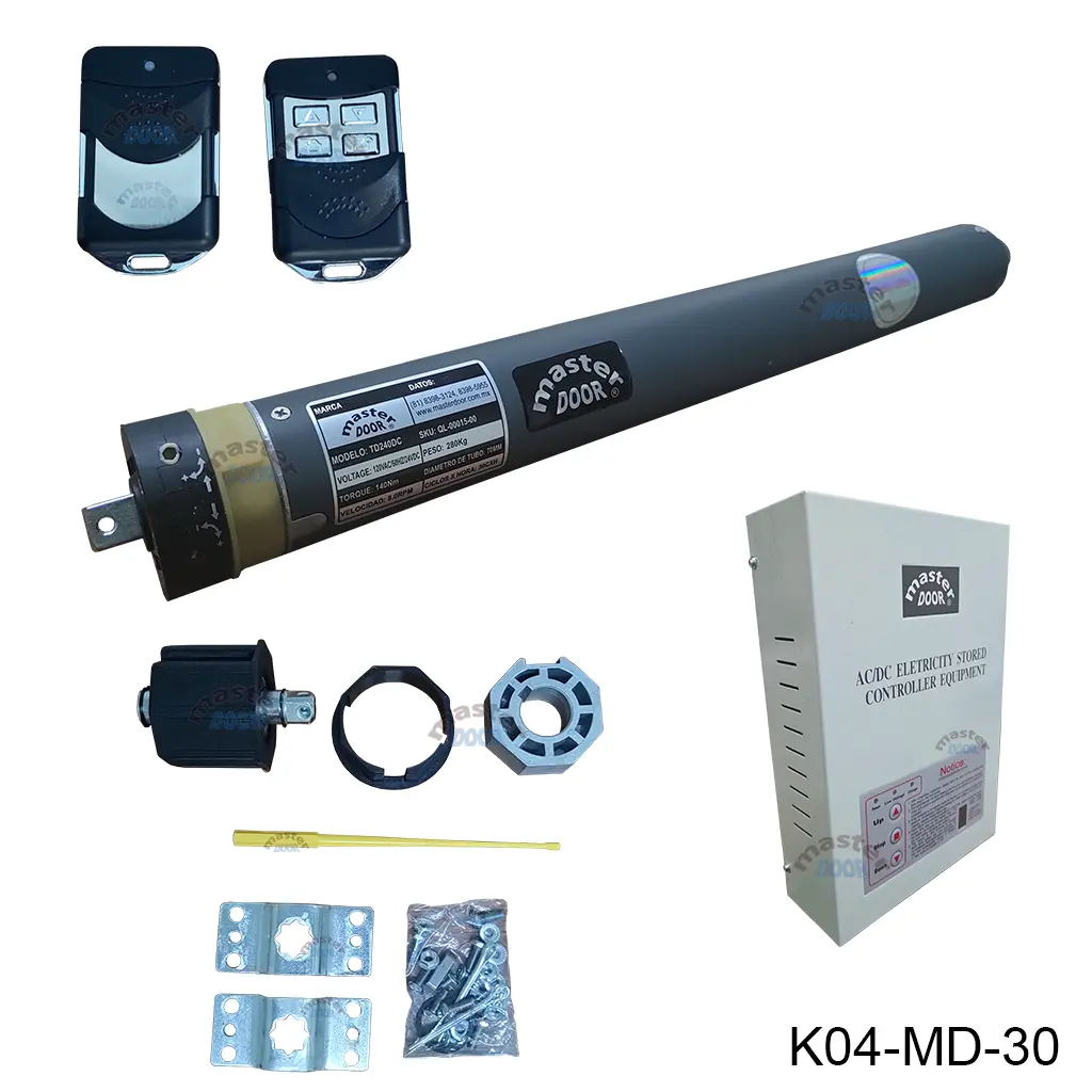 [K04-MD-30] Kit Op. Cortina Persiana Oculto Tubular TD240DC, 24V, M59S-140Nm. Incluye Tarjeta y Ctls. QI