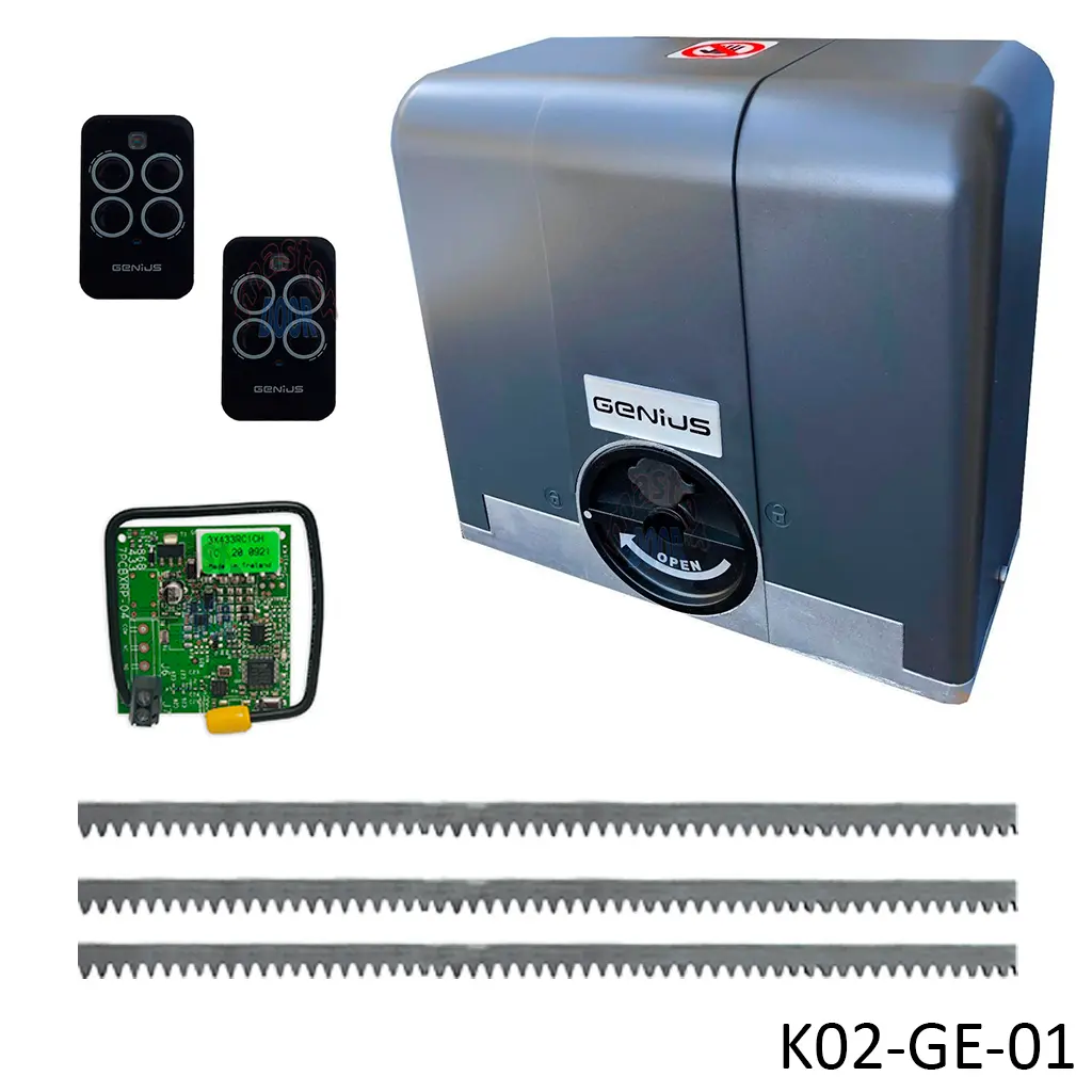 [K02-GE-01] Kit Operador Blizzard-500, 120V, incluye 2 control Echo y Receptor RC433, arrastre 500kg, Incluye 6.0m cremallera (M4, 22x22x2000)