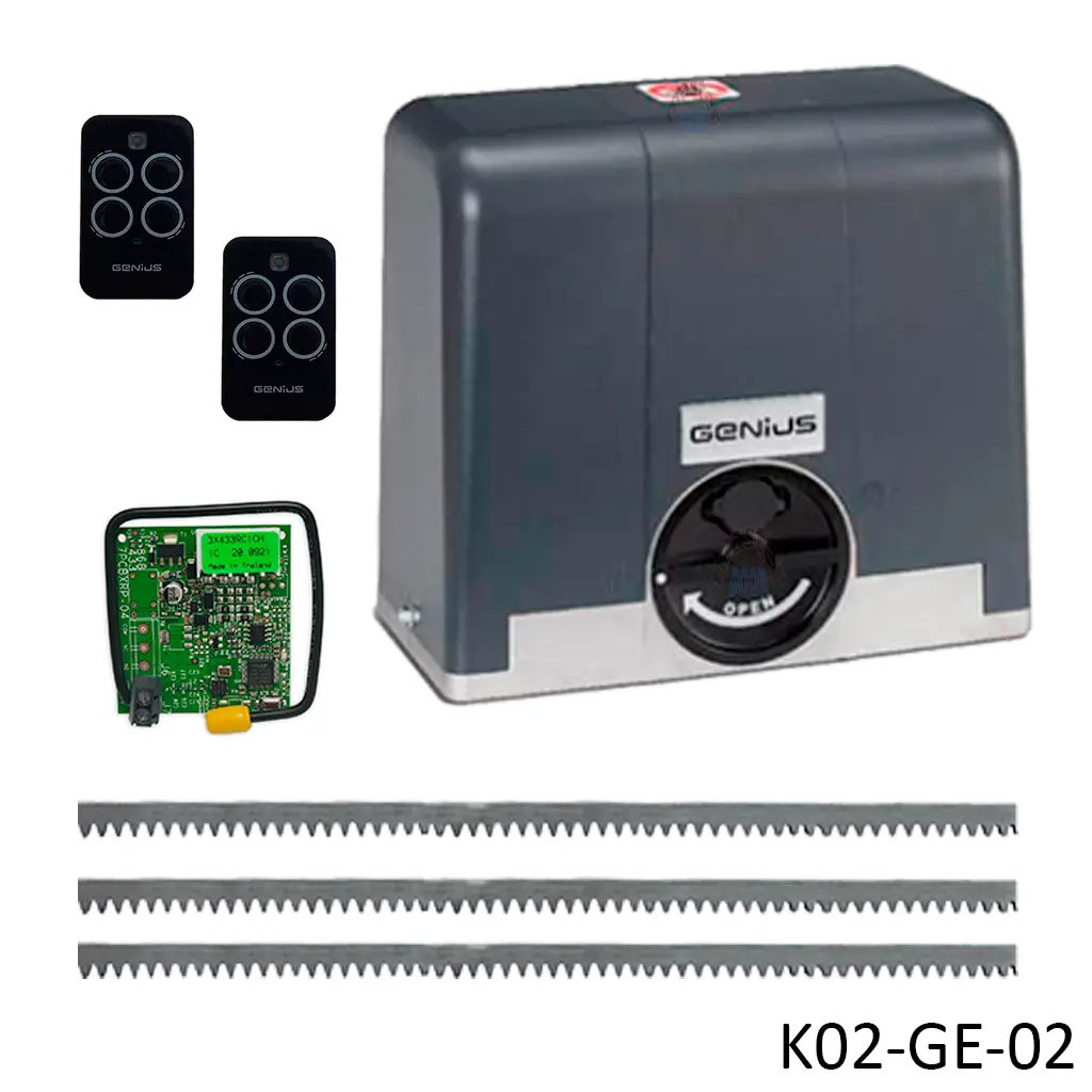 [K02-GE-02] Kit Operador Blizzard-900, 120V, incluye 2 control Echo y Receptor RC433, arrastre 1000kg, Incluye 6.0m cremallera (M4, 22x22x2000)