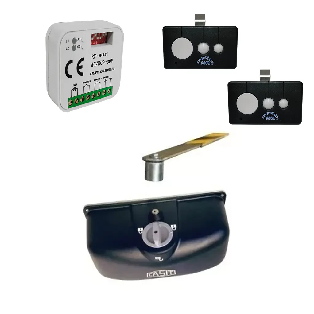 Kit Operador FOLDY I4, para 1 hoja Plegadiza, 220V, 2F, para 36m2. Incluye: Brazo, Manija, cable, receptor y 2 Control MD