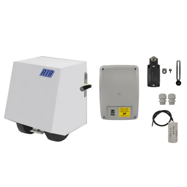 Kit Operador de Rueda R50 220V, 2F, 2000kg arrastre,10m ancho. Incluye Cerebro T2-CRX, Receptor y 2 controles F433. Aplicación para Puerta Abatible y Corrediza.