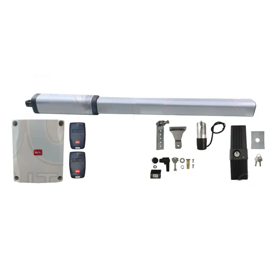 Kit Pistones BFT LUX GV, 120V, para 1 Hoja, peso max. 300kg, ancho max, 3.5m, Incluye Receptor, 2 control y Chapa de Bloqueo de pivote.
