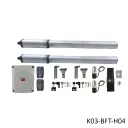 Kit Pistones BFT LUX GV, 120V, para 2 Hojas, peso max. 300kg, ancho max, 3.5m, Incluye Receptor, 2 control y Chapa de Bloqueo de pivote.