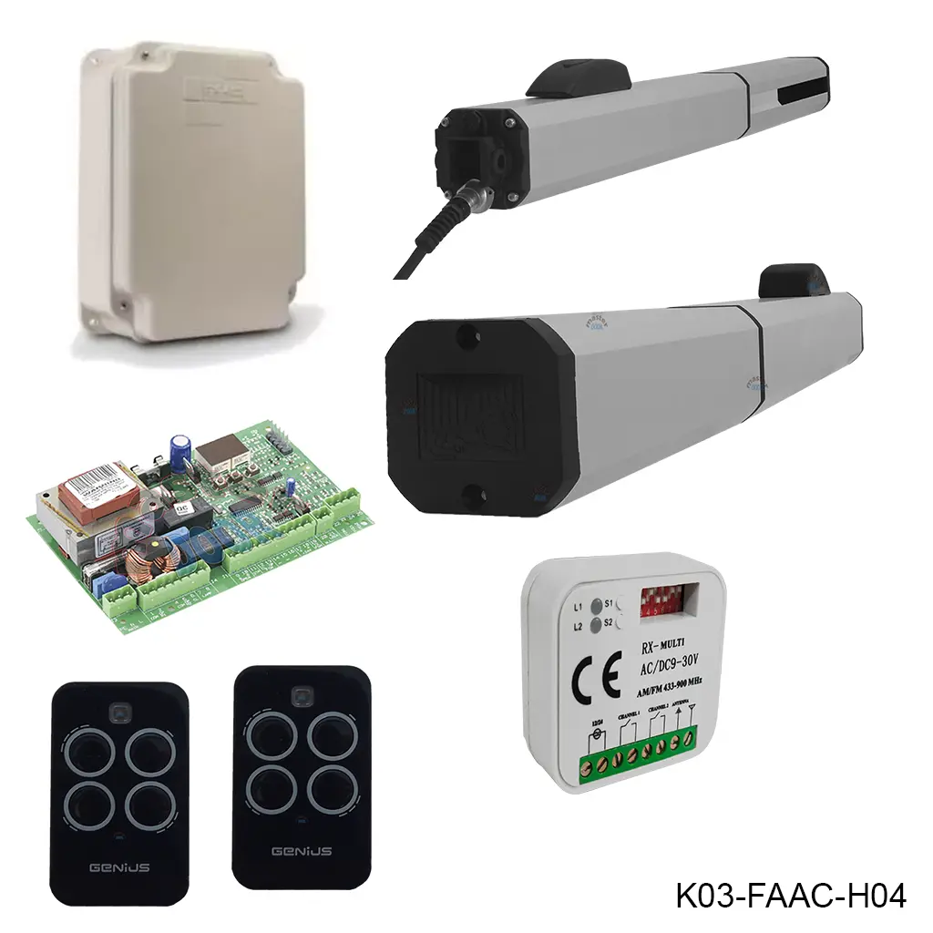 [K03-FAAC-H04] Kit Pistones FAAC400-CBAC, Brazo Corto, 120V, para 2 hojas