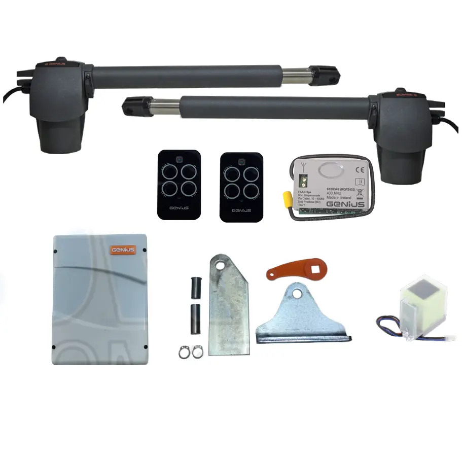 Kit Pistones GBAT-324 Profesional, 24VCD, para 2-hojas, con receptor RQFZ433 y 2 control Echo. Incluye Bateria de respaldo