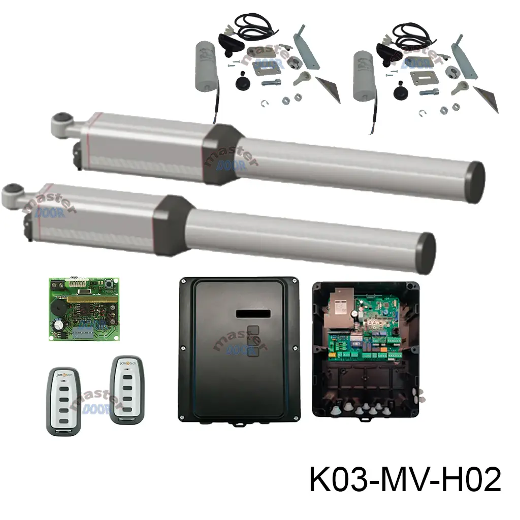Kit Pistones Hydro-280 BAC Rápido BC 127v, para 2 hojas, con valv. desaceleración mecánica al cierre, peso max. 300kg, ancho max. 3.0m.