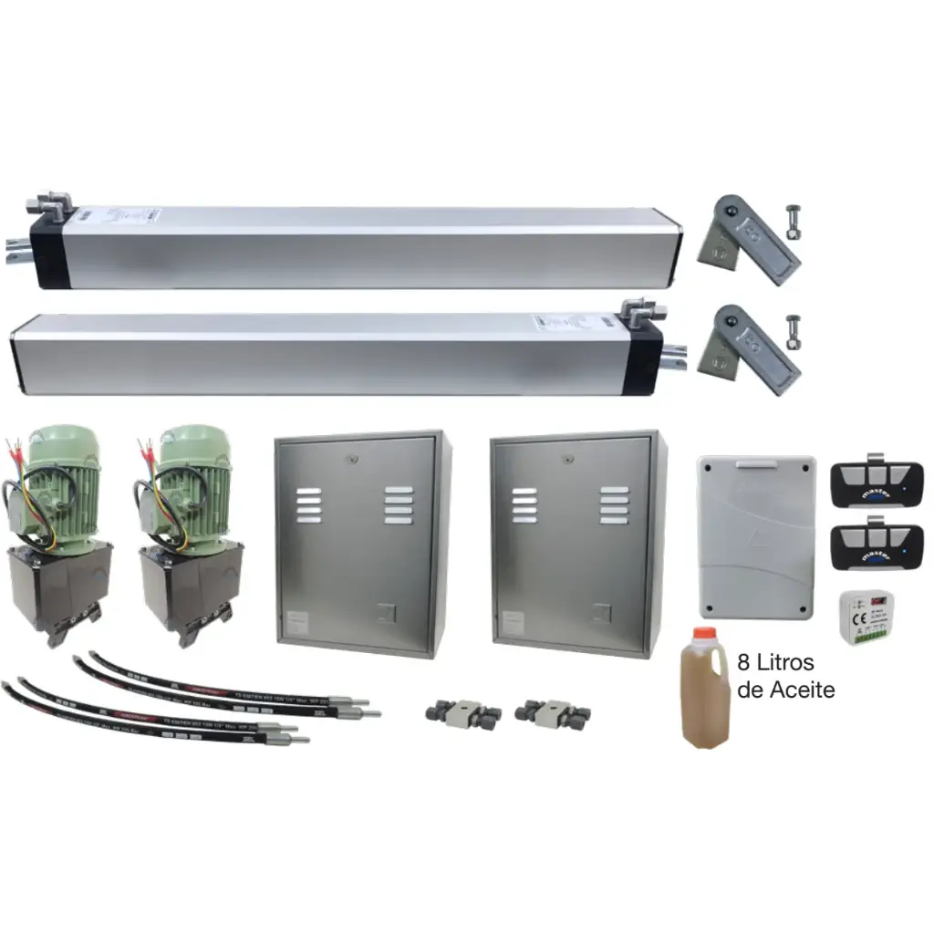 Kit Pistones MEC-800, 280mm, 220V-2F, Peso max. 400K, Ancho max. 3.0m, 2-hojas...Incluye Receptor y 2 Control.