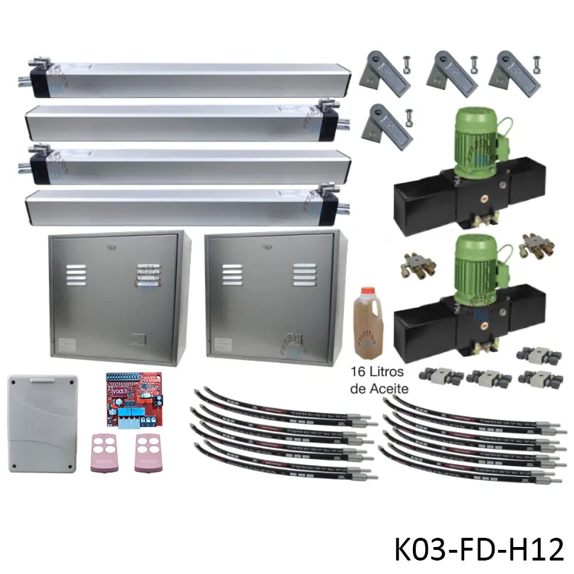 [K03-FD-H12] Kit Pistones MEC-800, 400mm, Doble Piston, 220V-2F, Peso max. 1200K, Ancho max. 5.0m, 2-hojas...Incluye Receptor y 2 Control.