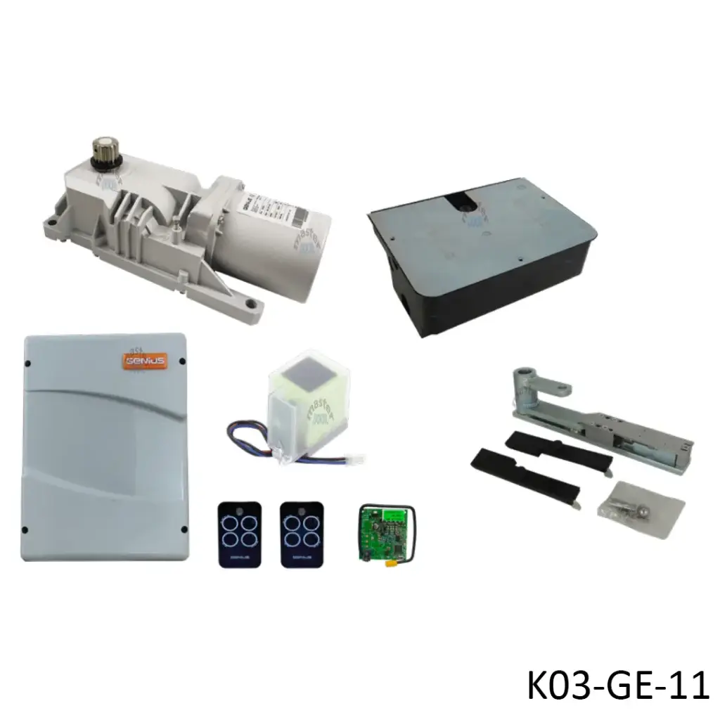 [K03-GE-11] Kit Pistones Ocultos ROLLER-24Vcd, para 1-hoja, con receptor RQFZ433 y 2 control Echo, Incluye Bateria de respaldo
