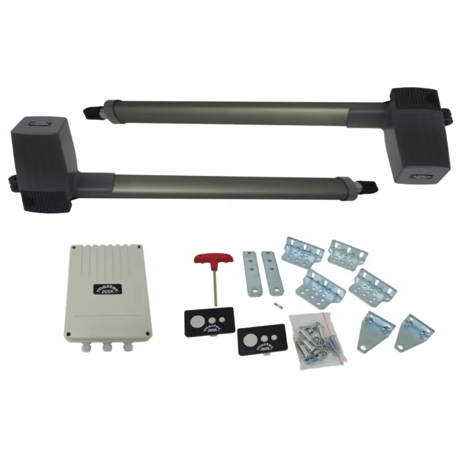Kit Pistones SD-250-DC, 24VCD, Incluye Cerebro, Bateria de Respaldo, receptor integrado y 2 control MD, para 2 Hojas.