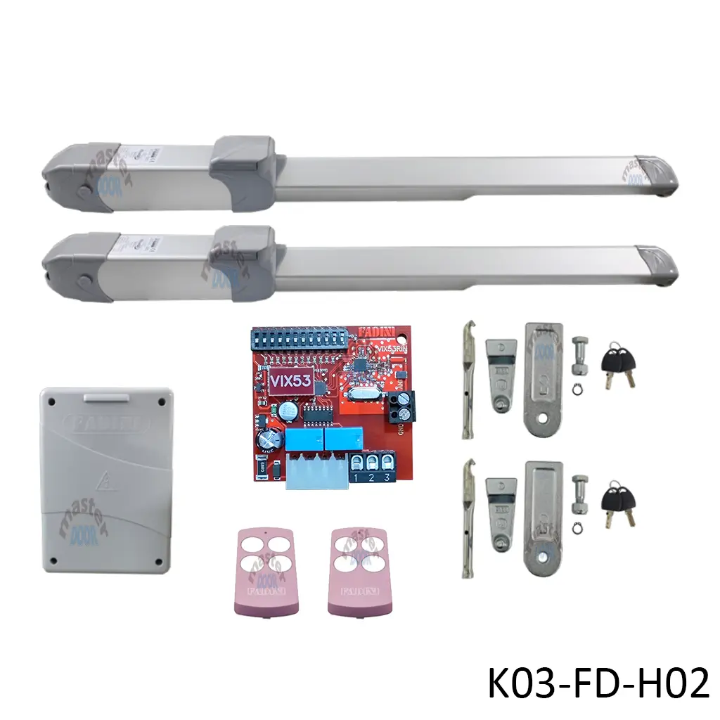[K03-FD-H02] Kit Pistones HINDI EVO-800, 280mm, 120V, Peso max. 400K, Ancho max. 2.8m, 2-hojas...Incluye Receptor y 2 Control.