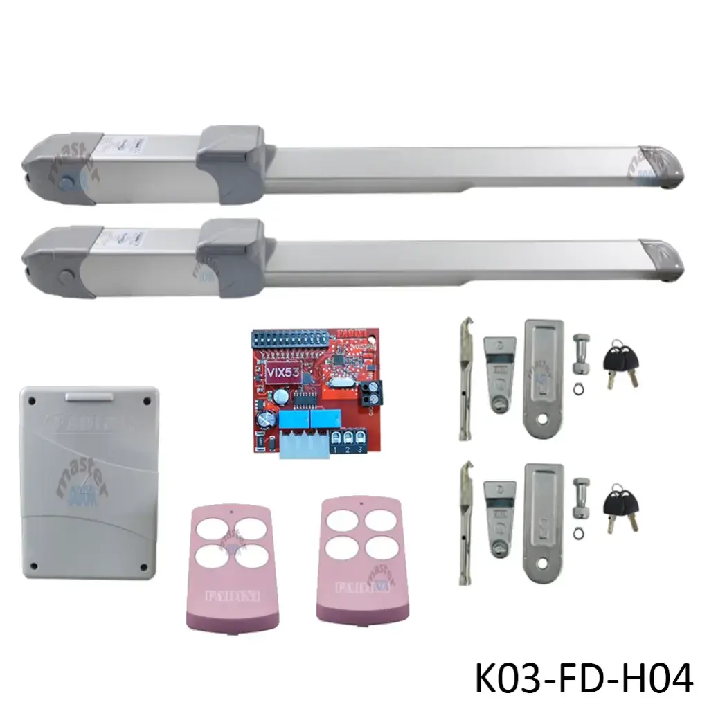 [K03-FD-H04] Kit Pistones HINDI EVO-800, 400mm, 120V, Peso max. 550K, Ancho max. 4.0m, 2-hojas...Incluye Receptor y 2 Control.