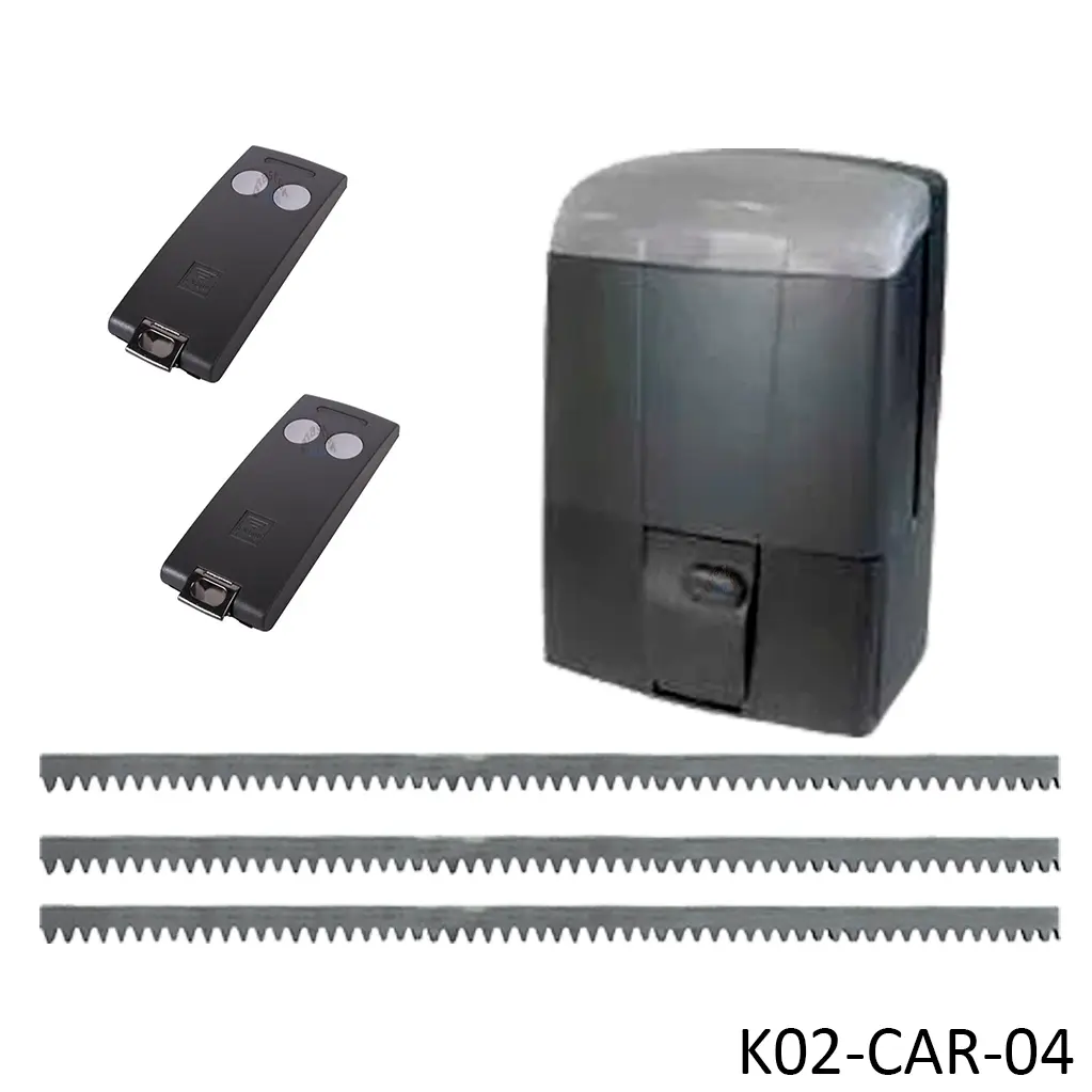 [K02-CAR-04] Kit cremallera CARDIN SLX-DRACO1000 Turbo, veloz, Rapido, 24VCD, 120Volt, arrastre 1000Kg Incluye Bateria de Respaldo, 6m. cremallera, Receptor y 2 Control MD