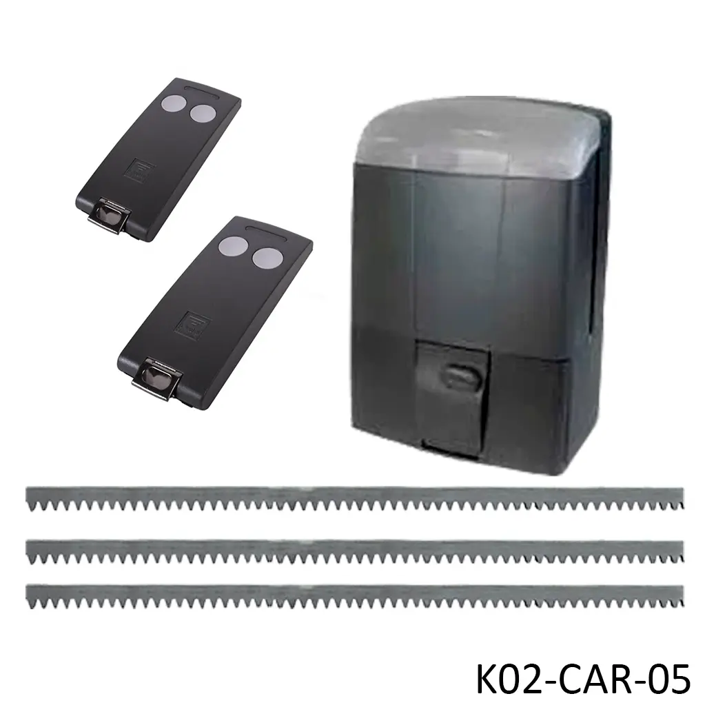 [K02-CAR-05] Kit cremallera CARDIN SLX-DRACO2000 Turbo, veloz, Rapido, 24VCD, 120Volt, arrastre 2000Kg Incluye Bateria de Respaldo, 6m. cremallera, Receptor y 2 Control MD