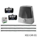 Kit cremallera CARDIN SLX3024, 24VCD, 120Volt, arrastre 3000Kg, Incluye Bateria de Respaldo, 6m. cremallera, Receptor y 2 Control