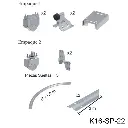 Kit herraje Articulado curvo hacia la pared, Inferior, Mod. RADIUS. Para un Claro de 3.0m max. en 4 hojas de 40cm a 75cm, peso 100Kg por hoja.