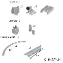 Kit herraje Articulado curvo hacia la pared, Inferior, Mod. RADIUS. Para un Claro de 6.0m max. en 8 hojas de 40cm a 75cm, peso 100Kg por hoja.