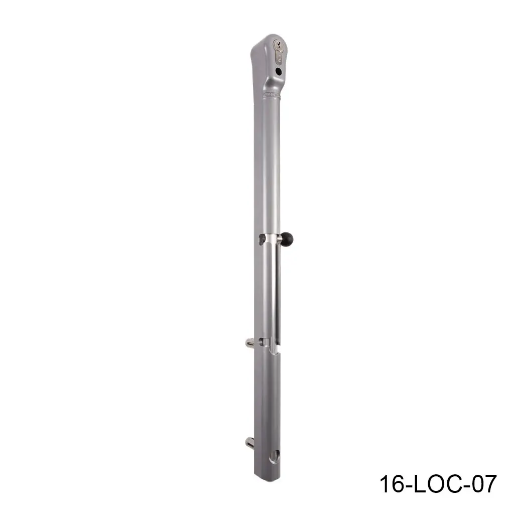 [16-LOC-07] Pasador Mecánico KEYDROP, con cilindro para bloquear en posición abierta o cerrada, bloque del gancho 14cm, ajuste altura 10cm. LOC